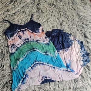 Billabong Hometown Fair Blue Pink Tie Dye Maxi Dress